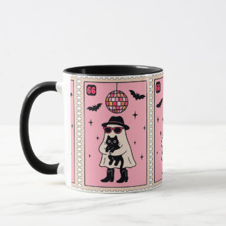 Mug Fantôme Disco Rétro avec Stand Halloween Chat Noir