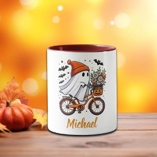 Mug Fantôme rétro sur Halloween à vélo