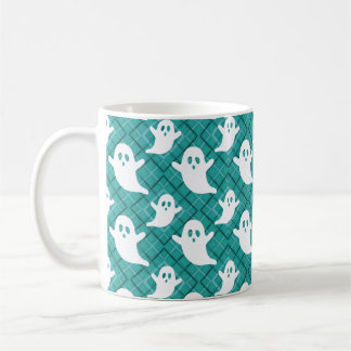 Mug Fantômes d'Halloween sur Carreaux Turquoise