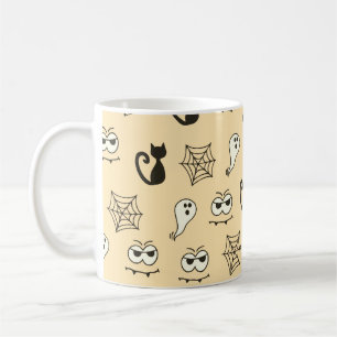 Mug Fantômes, Toiles d'araignée et Chats Noirs Jaunes