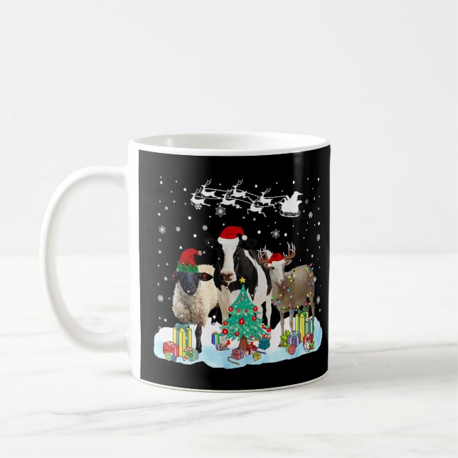Mug Farm Animal Christmas Tree Sheep Cow Goat Reindeer (Gauche)