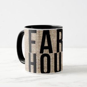 Mug FARMHOUSE lettrage noir Burlap sac rustic