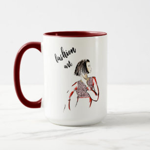 Mug Fashion Art Noir et rouge 15oz Ringer