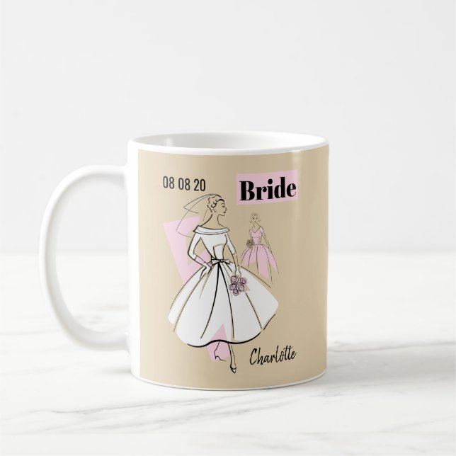 Mug Fashion Bride Neutral Bride Group Date Nom 2 côté (Gauche)