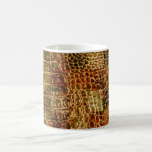 Mug Faux Alligator Peau animale Cuir rouge Brown