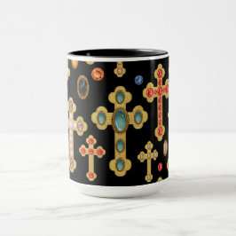 Mug Faux Birthstone Croix et Perdre Gems sur Black