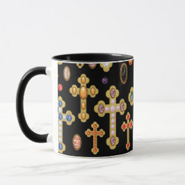 Mug Faux Birthstone Croix et Perdre Gems sur Black