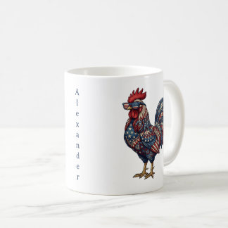 Mug Faux Coq Patriotique Brodé