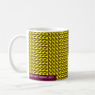 Mug Faux knit - nervurez brun jaune/foncé de point, -