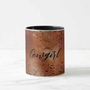 Mug Faux Leather Brown Leopard Spots