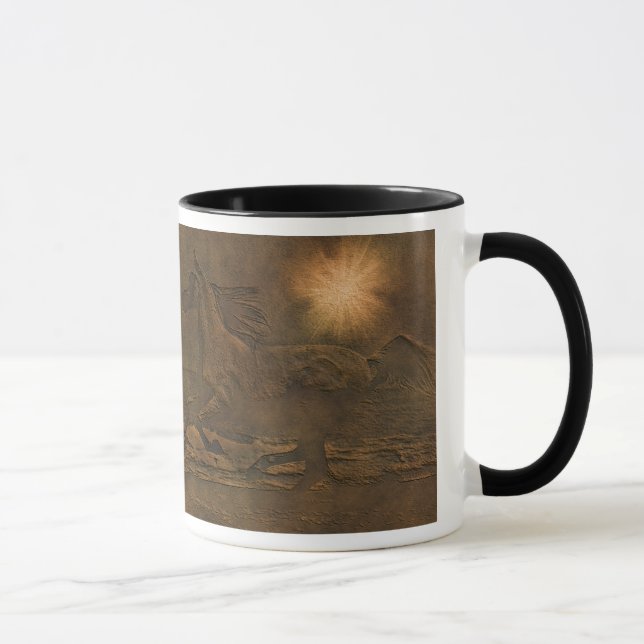 Mug Faux Leather Runses Horses Ranch Cadeau (Droite)