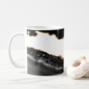 Mug Faux Marblé Agate Black Stone Luxe Or