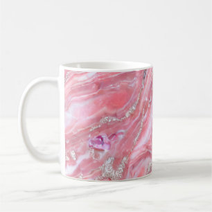 Mug Faux Marbre Rose Texture Avec Parties scintillant