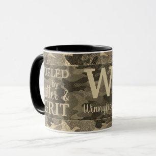 Mug Faux Or Métallisé Camouflage Pailleté Monogramme