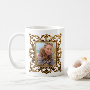 Mug Faux Photos Ornementaux Encadrés Vintage Or