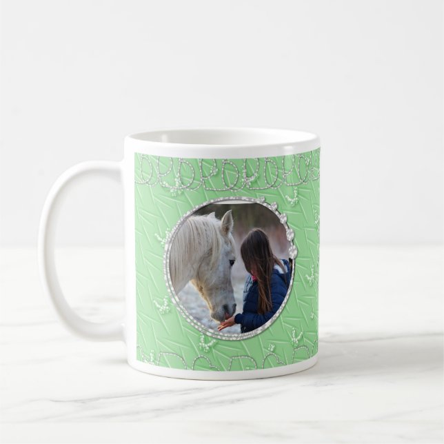 Mug Faux Vert Fille Sparkly Deux Accent Coeur Photo (Gauche)