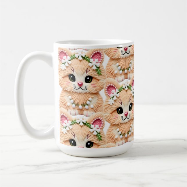Mug Faux Yarn Notch-Hook Christmas Cat – Cozy Holiday  (Gauche)