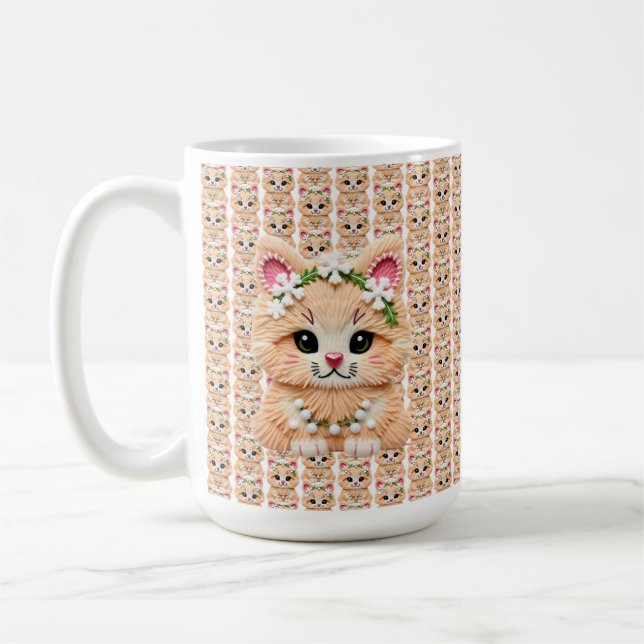 Mug Faux Yarn Notch-Hook Christmas Cat – Cozy Holiday  (Gauche)