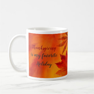 Mug Favori de Thanksgiving Vacances Rouge Orange Feuil
