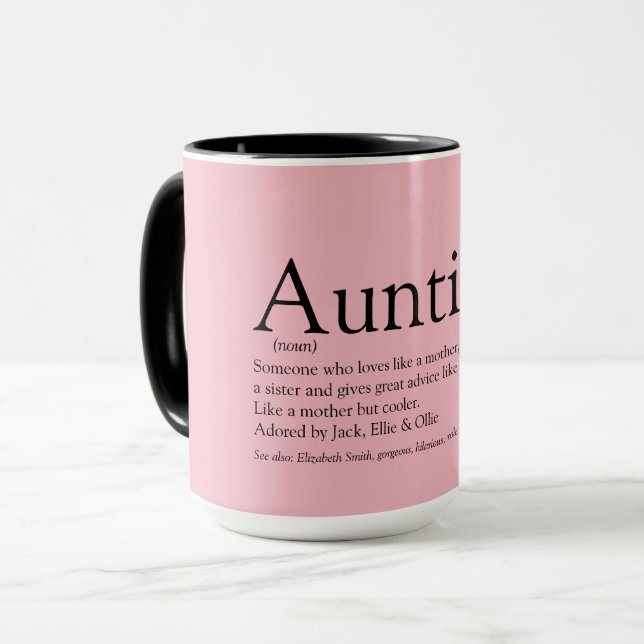 Mug Favorite moderne Tante Tante Définition Fun Rose (Devant gauche)