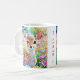 Mug Fawn Cute Deer Animal Personnalisé Girls Nom