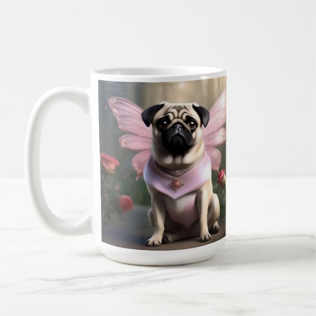 Mug Fée de Carlin rose adorable, (Gauche)