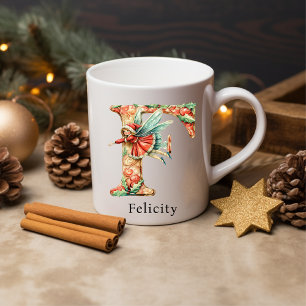 Mug Fée de Noël personnalisée avec monogramme initial 