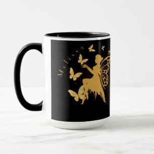 Mug Fée de papillon d'or personnalisé