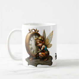 Mug Fée Steampunk avec ailes d'or et horloge antique