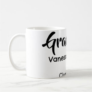 Mug Félicitations au diplômé nom date année classe uni