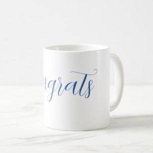 Mug félicitations nom bleu stylé diplôme date année