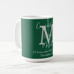 Mug Félicitations pour la retraite, Monogramme Nom Ver