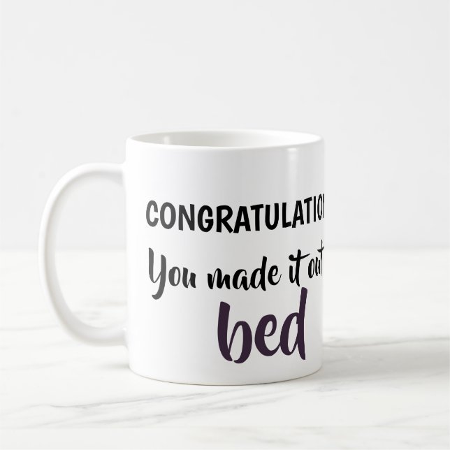 Mug félicitations, vous l'avez fait dans votre lit (Gauche)