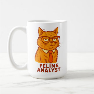 Mug Feline Analyst – Funny Retro Cat  Gift Cup 