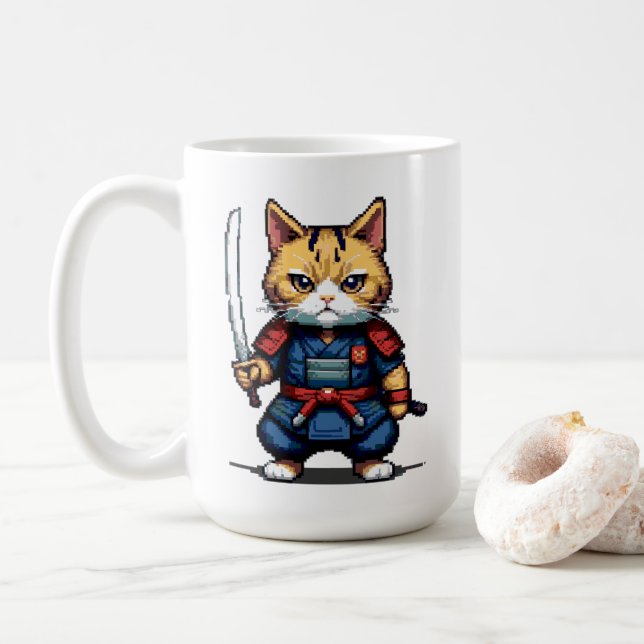 Mug Feline Samurai Warrior (Avec donut)