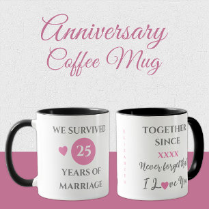Mug Femme 25 ans de mariage rose année