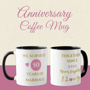 Mug Femme 50 ans de mariage rose année