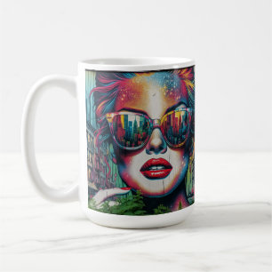 Mug Femme Abstraite avec Lunettes de Soleil Ai Art