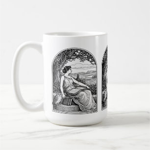 Mug Femme Art Nouveau lisant sous un arbre de style vi