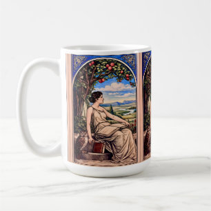 Mug Femme Art Nouveau lisant sous un arbre d'époque