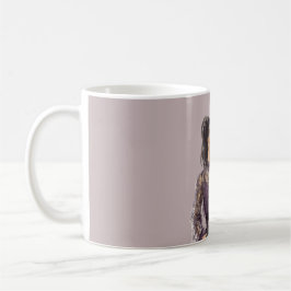Mug Femme aux cheveux noirs blouse en dentelle violett