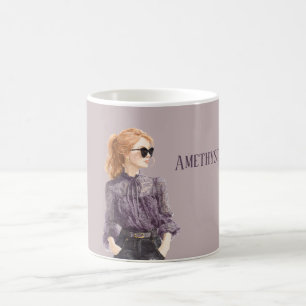 Mug Femme aux cheveux roux blouse en dentelle violette