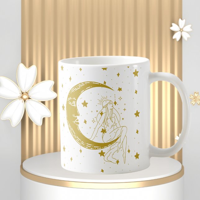 Mug Femme céleste, étoiles de lune, boho, astronomie é (Créateur téléchargé)
