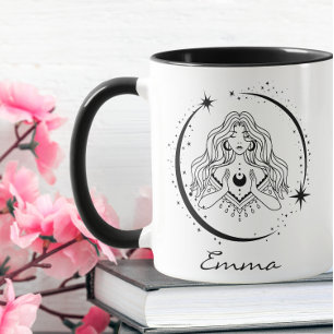 Mug Femme céleste, lune étoiles, boho, astronomie élég