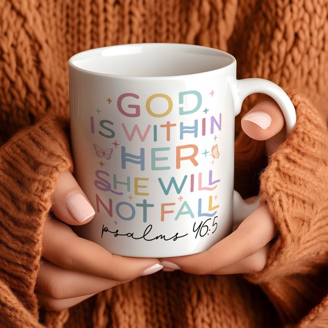 Mug Femme chrétienne "Dieu est dans elle" Psaumes 46:5 (Créateur téléchargé)