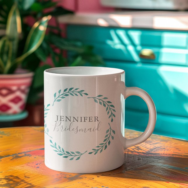Mug Femme d'honneur botanique turquoise (Créateur téléchargé)