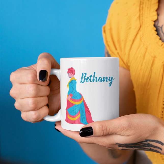Mug Femme du 19ème siècle dans une robe agitée Pop Art (Créateur téléchargé)