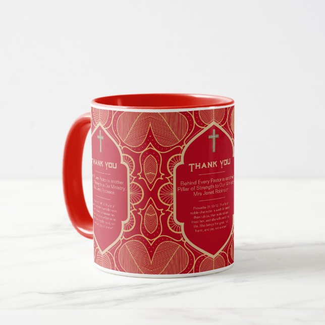Mug ✝️ Femme du pasteur épouse apprécient Merci cadeau (Devant gauche)