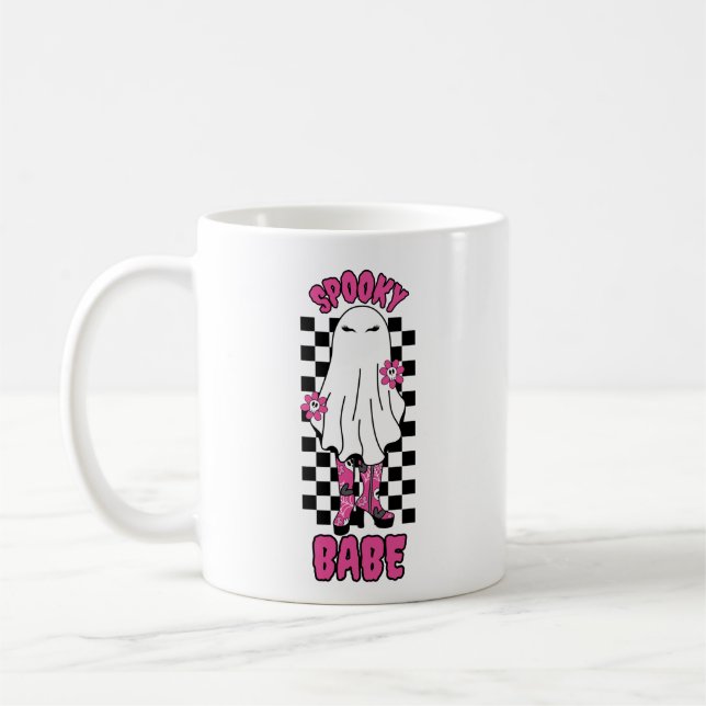 Mug Femme "Éffrayant Babe" Fantôme d'Halloween - Rose  (Gauche)