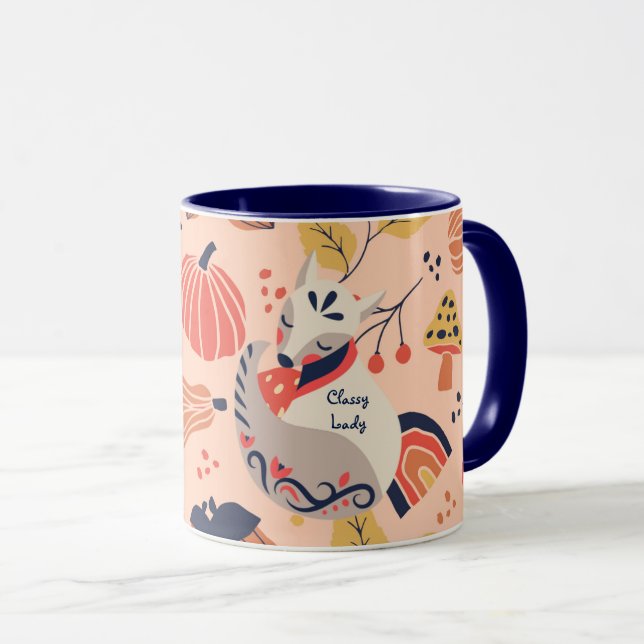 Mug Femme Enseignant Cadeau CLASSY LADY Hygge Fox (Devant droit)